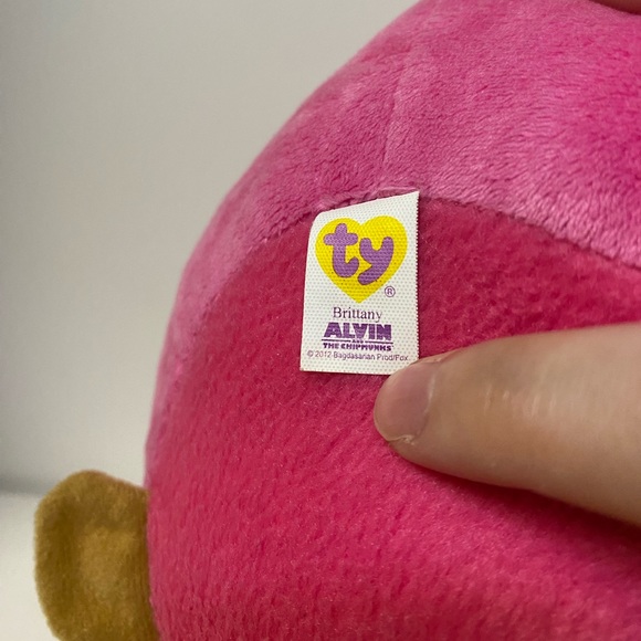 Ty Beanie Ballz Alvin And the Chipmunks Brittany Plush 9 inch Pink Round Toy - Picture 11 of 12